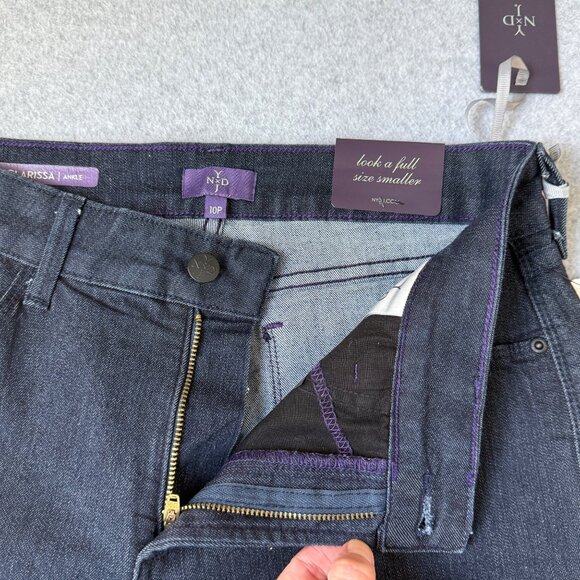 NYDJ Dark Wash Blue Clarissa Ankle Slim Leg Denim Jeans Lift Tuck Size 10 Petite - Picture 2 of 16